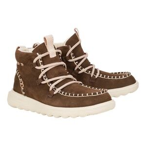 Hey Dude Brown and Cream Ankle Boots Reyes suede. Espresso color